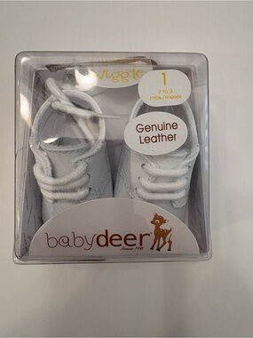 Baby Deer White Genuine Leather Lace-Up Baby Shoes